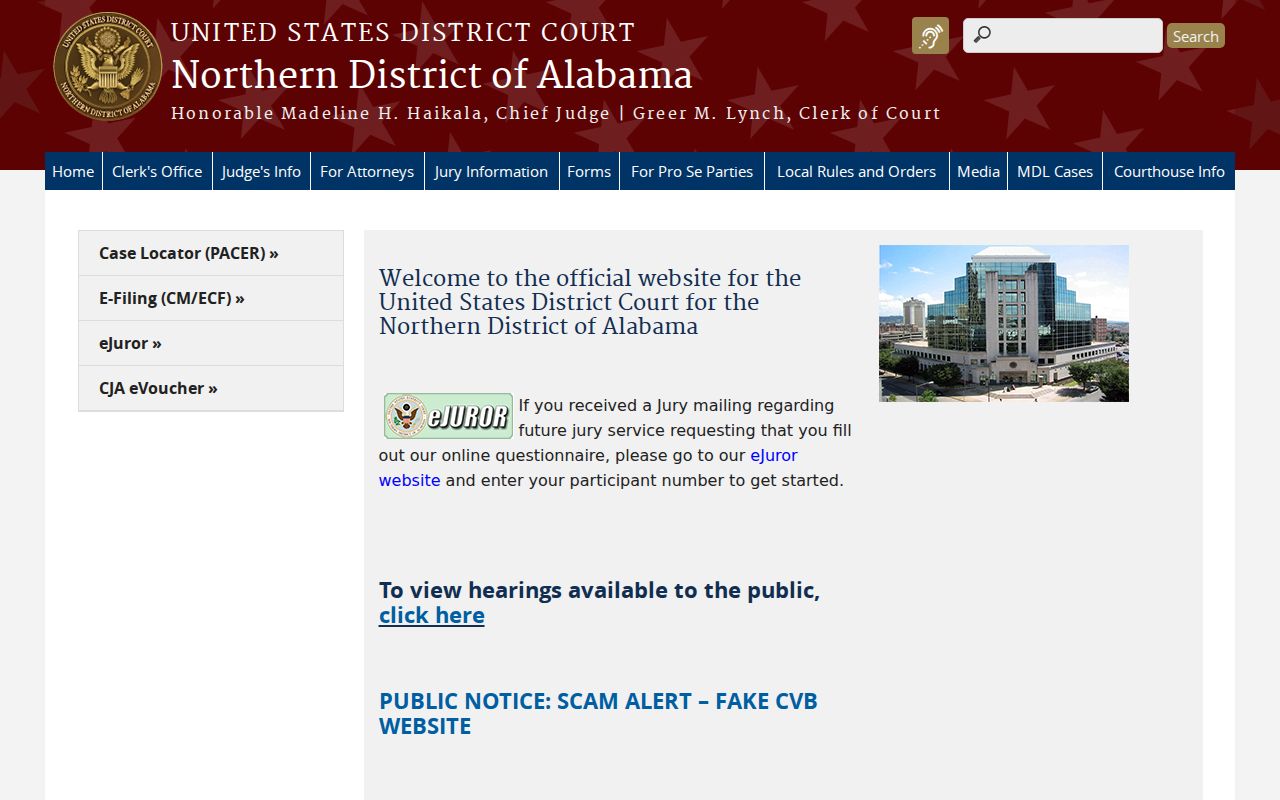Cullman County Circuit Clerk records and Northern District of Alabama federal court source