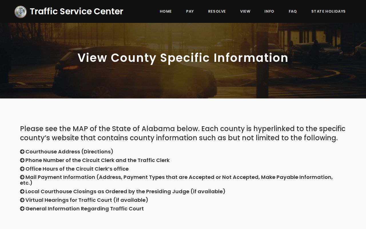 Cullman County court dockets county specific traffic information page