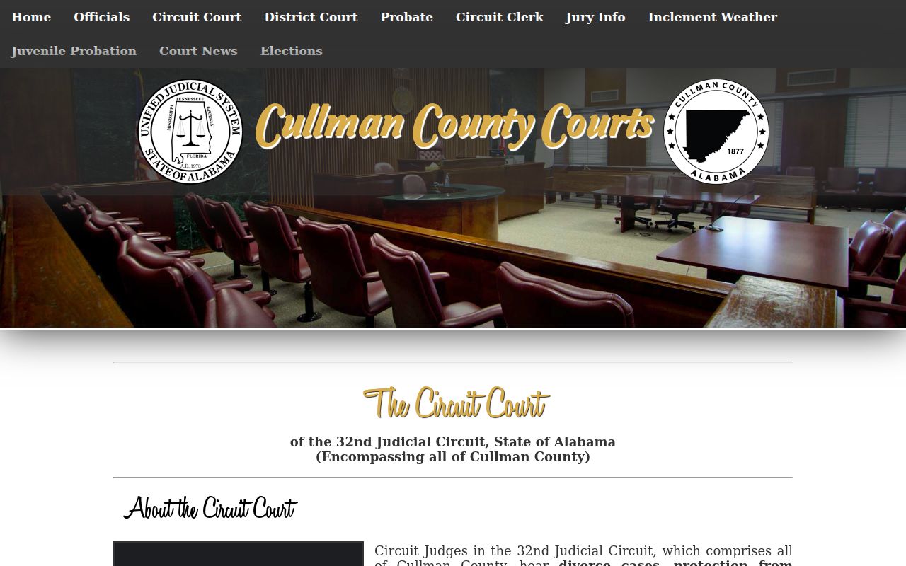 Cullman County Circuit Court judges and court record jurisdiction