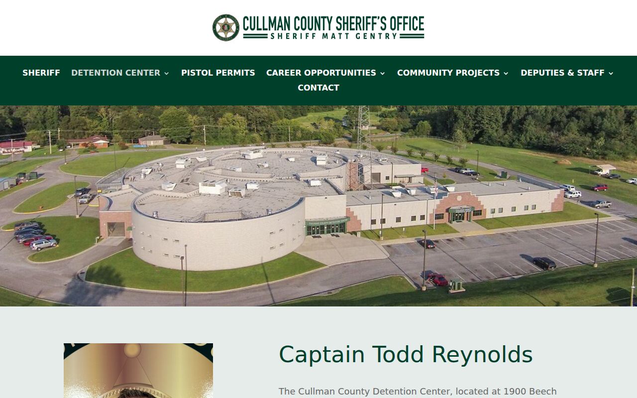 Cullman County inmate records detention center warden and capacity