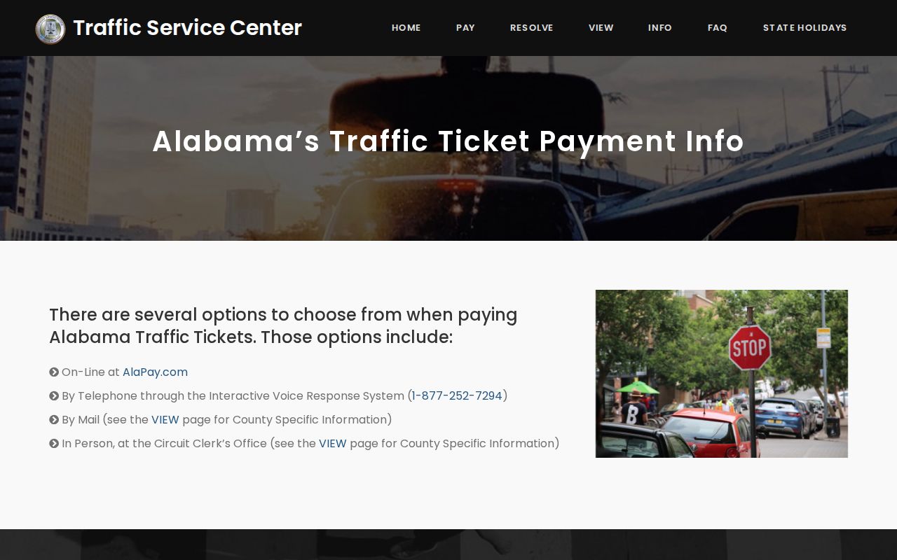 Cullman County traffic court records payment options through Alabama Traffic Service Center